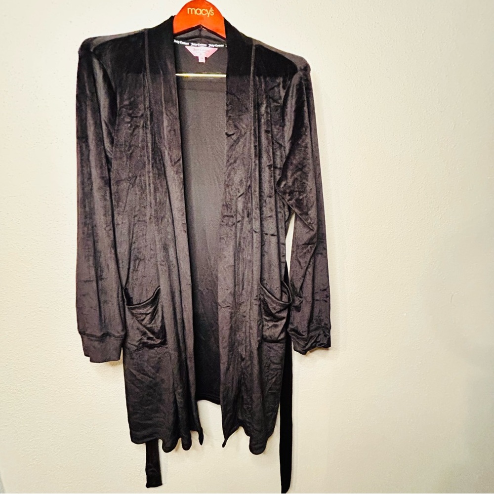 Juicy Couture black Velvety soft robe size Med.